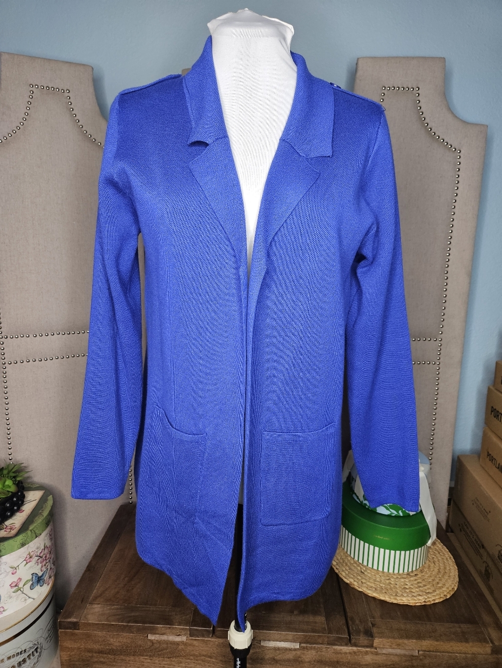 Vica Milano Open Front Cardigan Royal Blue